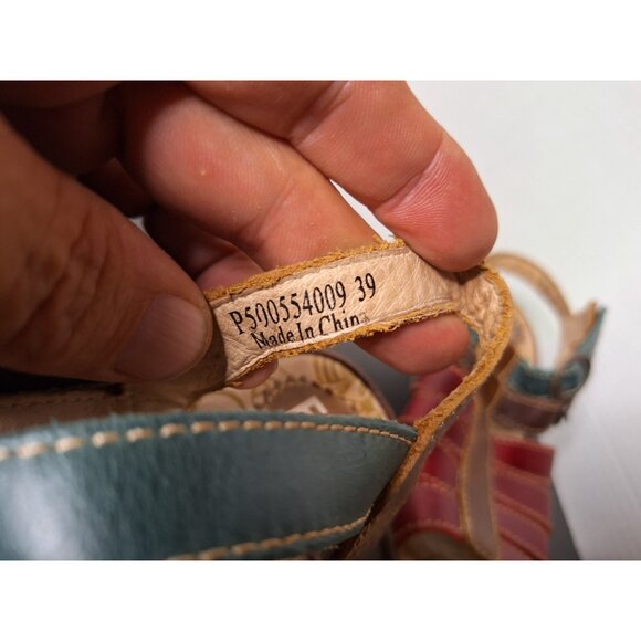 FLY LONDON YGOR RUG  - Red/Dk Brn/Petrol/Camel - Women 8  Sandles - Picture 7 of 10